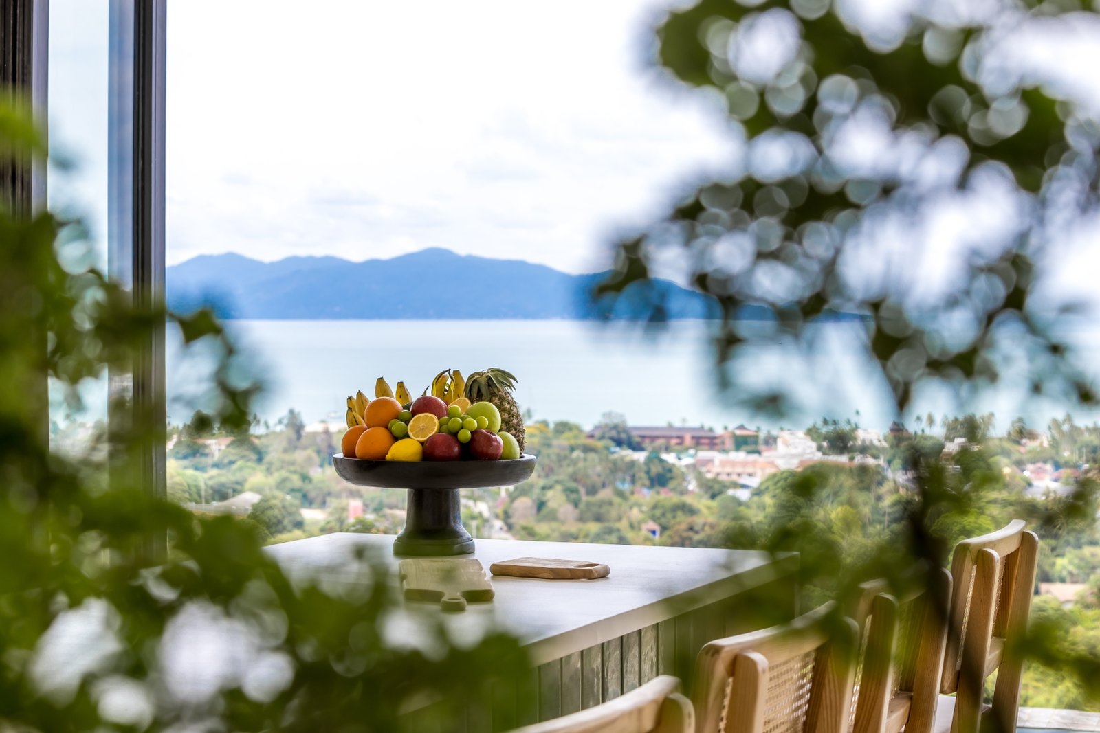 Fresh fruit against the bay view