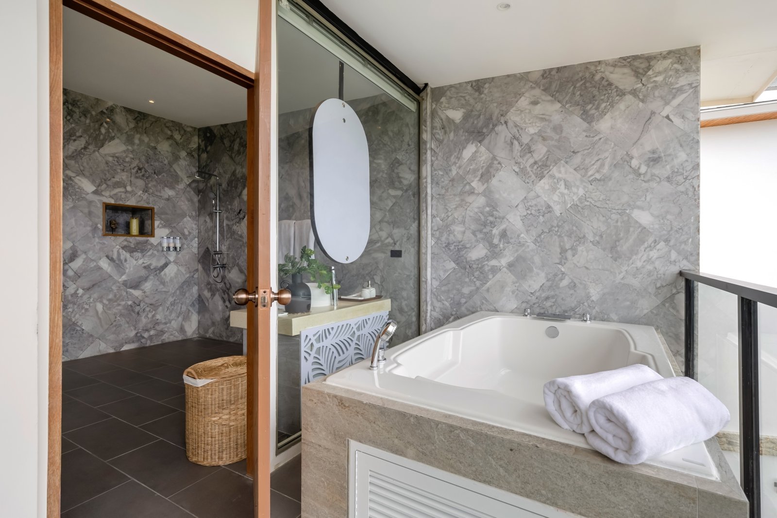 Studio marble bathroom and tub